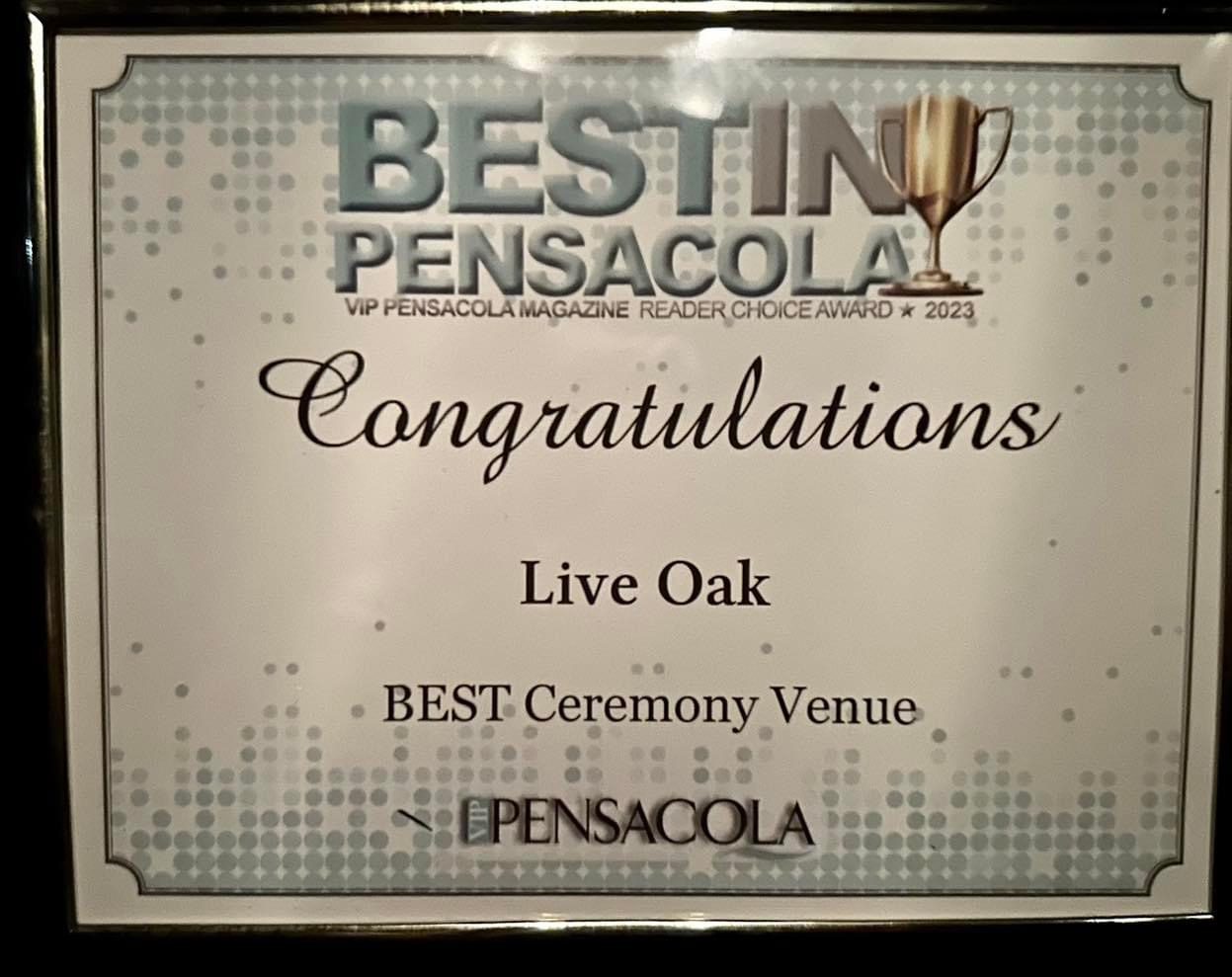 Live Oak: Best Pensacola Ceremony Venue.