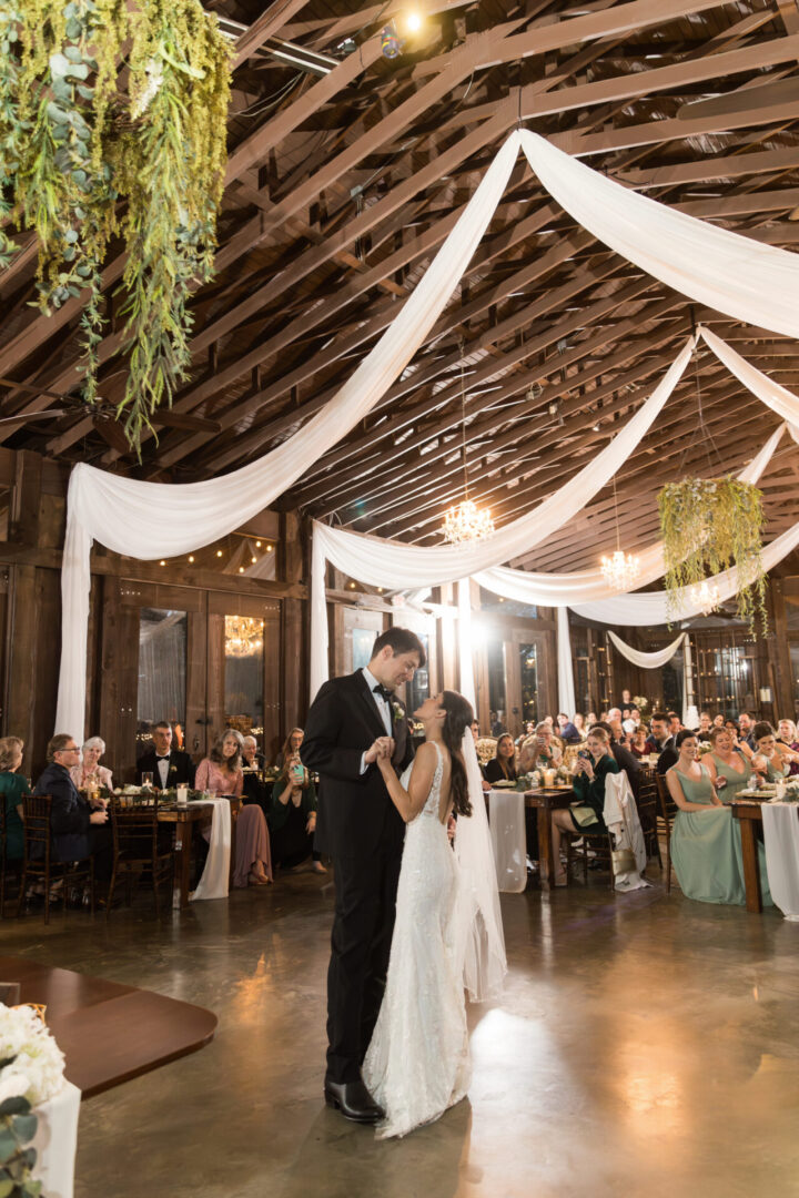 Bride and groom's first dance at reception.