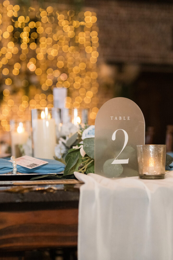 Table number two wedding reception.
