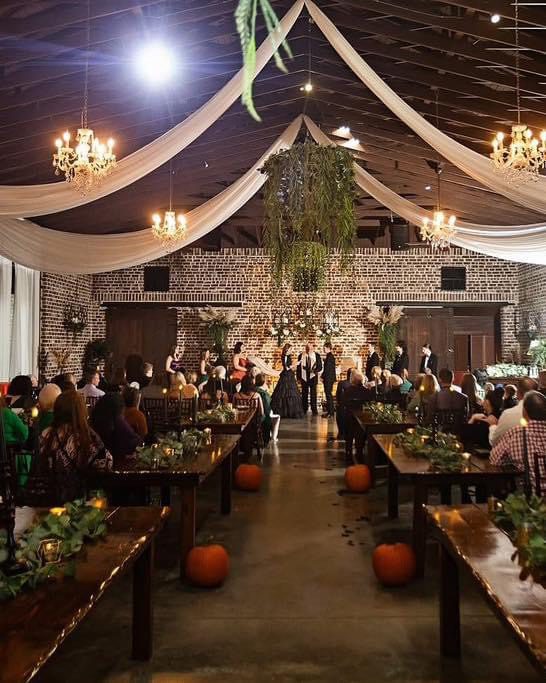 IMG_6094 Wedding ceremony in rustic brick barn.