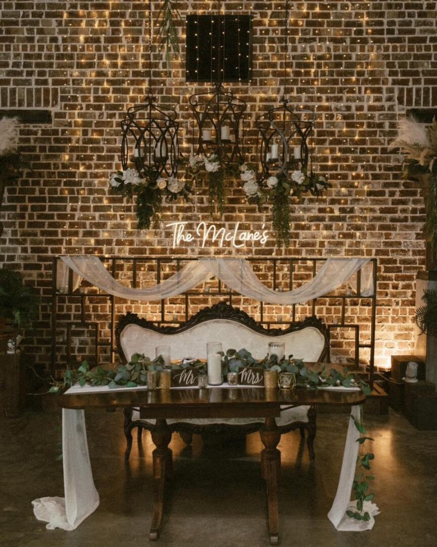McLane's wedding sweetheart table.
