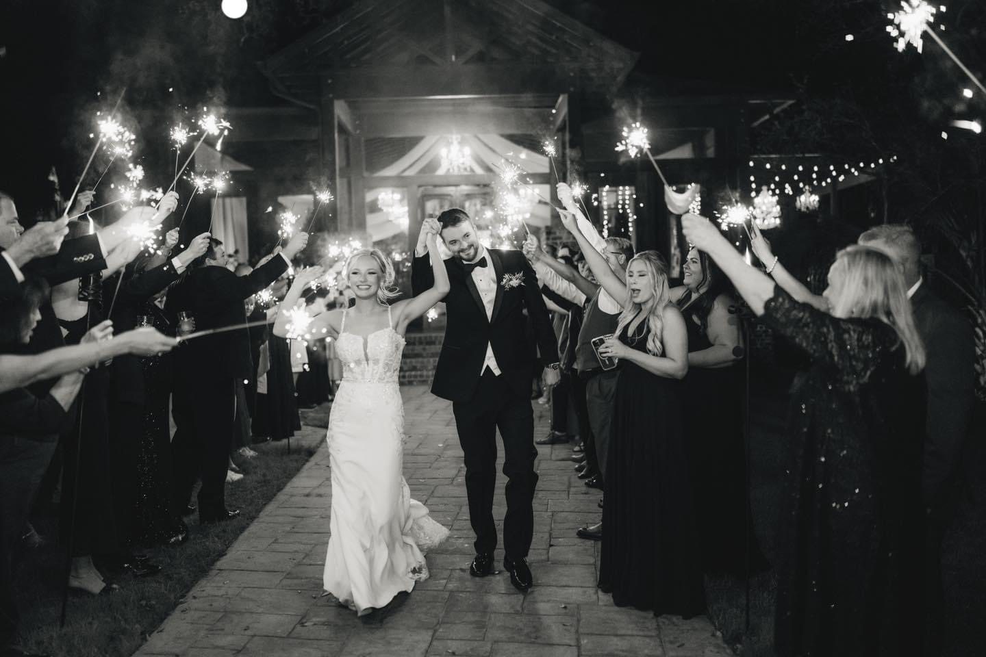 Bride and groom sparkler send-off.