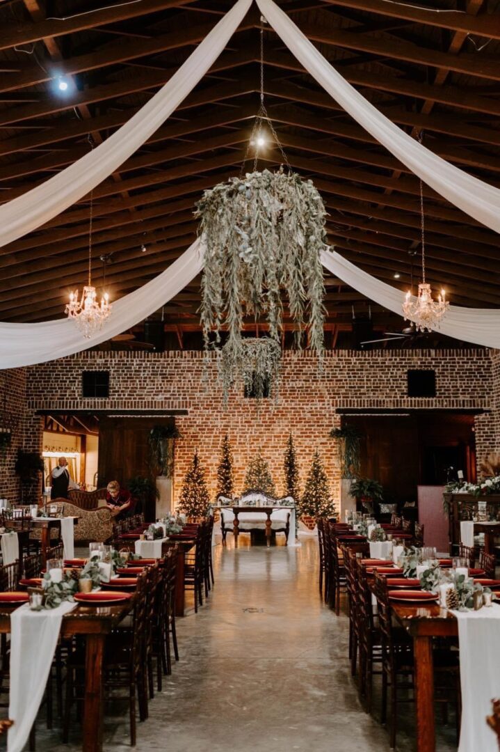 Rustic wedding reception venue decor.