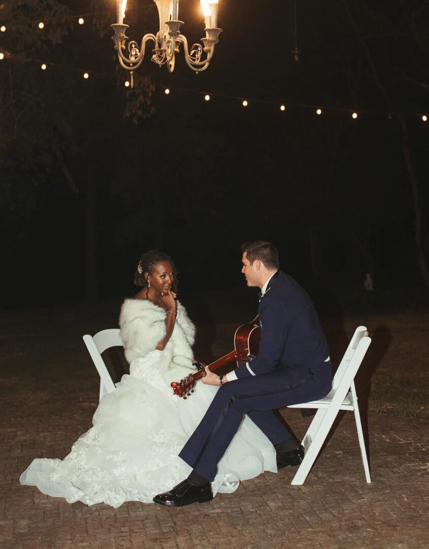 Bride and groom's night serenade.