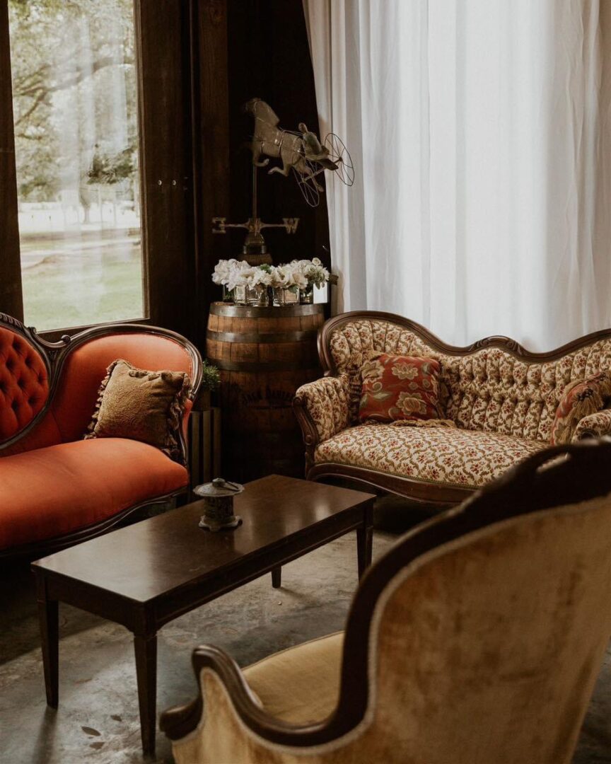 Antique furniture in a rustic room.