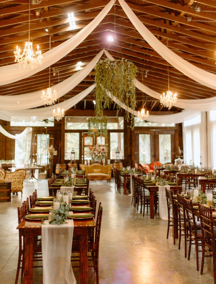Elegant wedding reception venue decor.