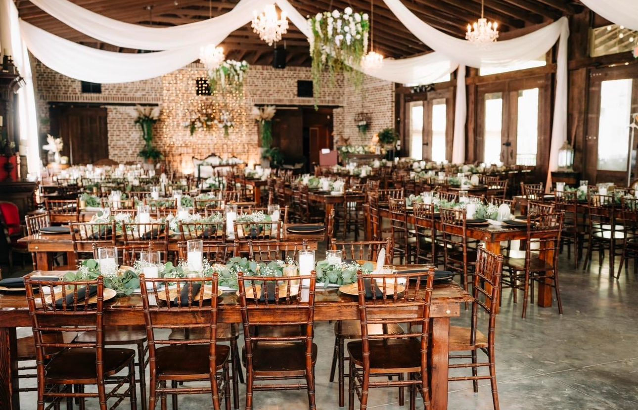Rustic wedding reception tablescape.