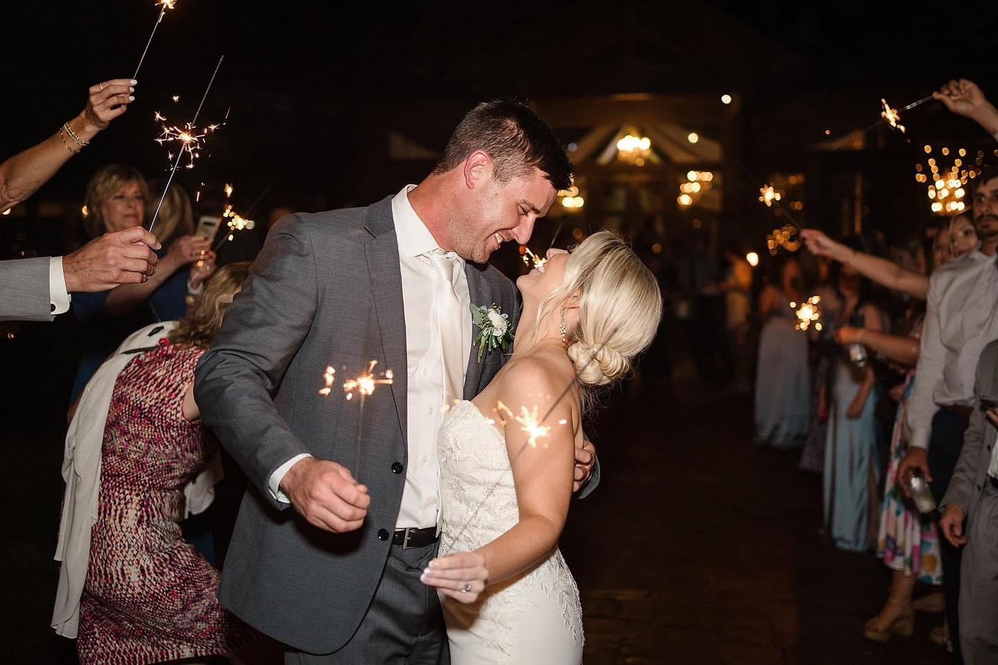 Bride and groom sparkler send-off.