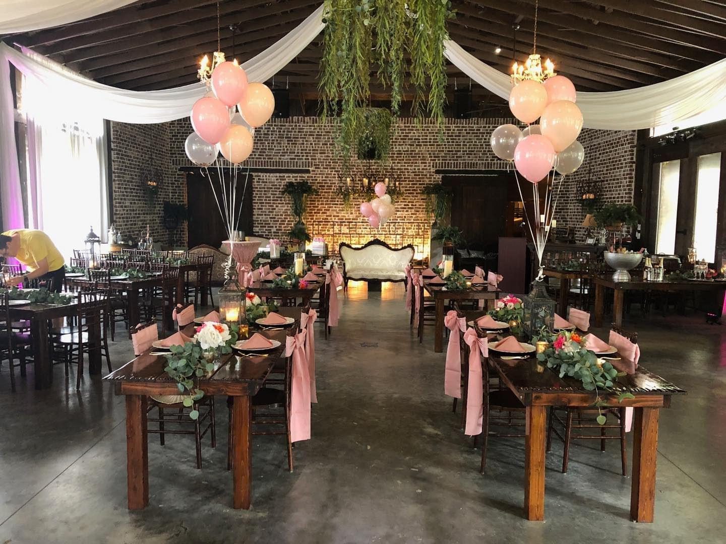 Elegant wedding reception venue decor.